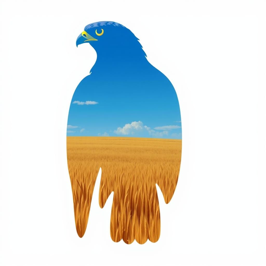 Falcon Silhouette with Wheat Field Sky: Cel-Shaded Anime Art