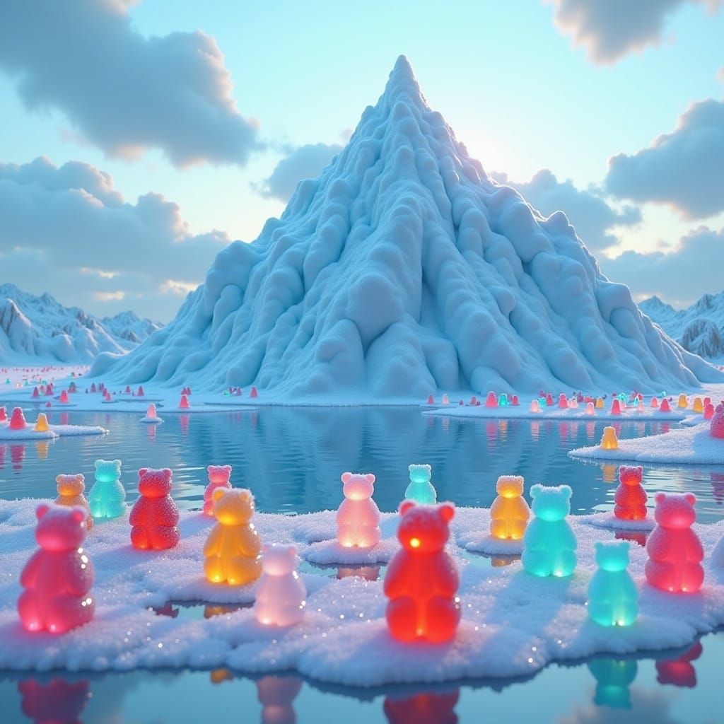 Gummy Bear Mountain in Gustave Doré Style