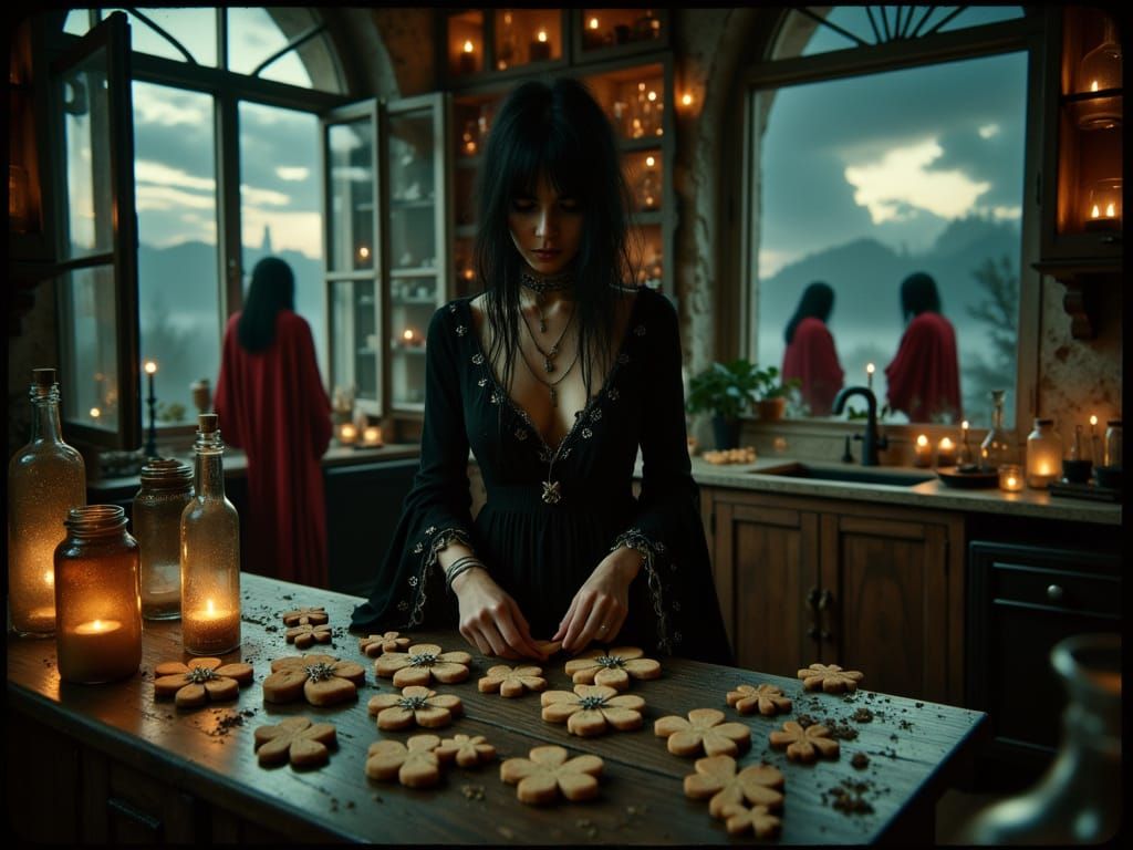 Mistress Moira busy getting the good luck charm biscuits ready for everyone