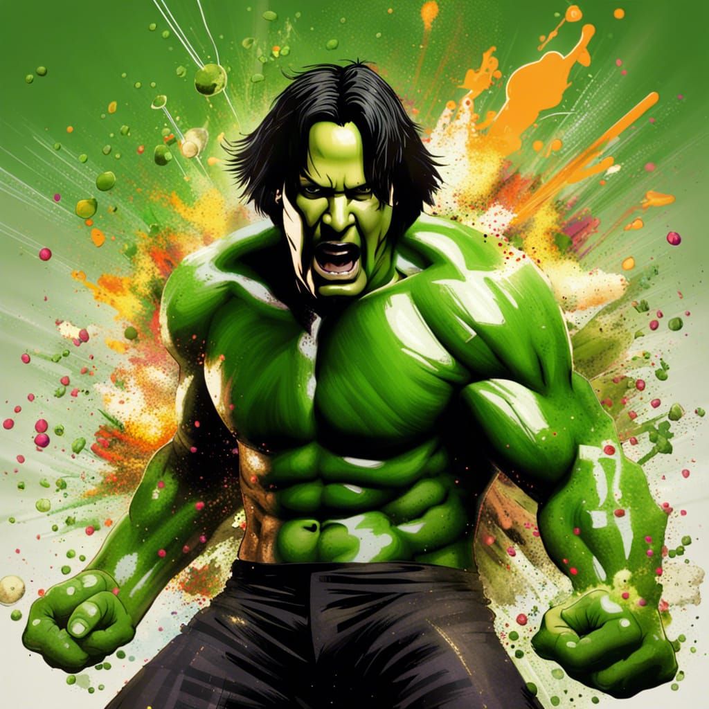 Keanu Reeves as The Incredible Hulk: Splash Art