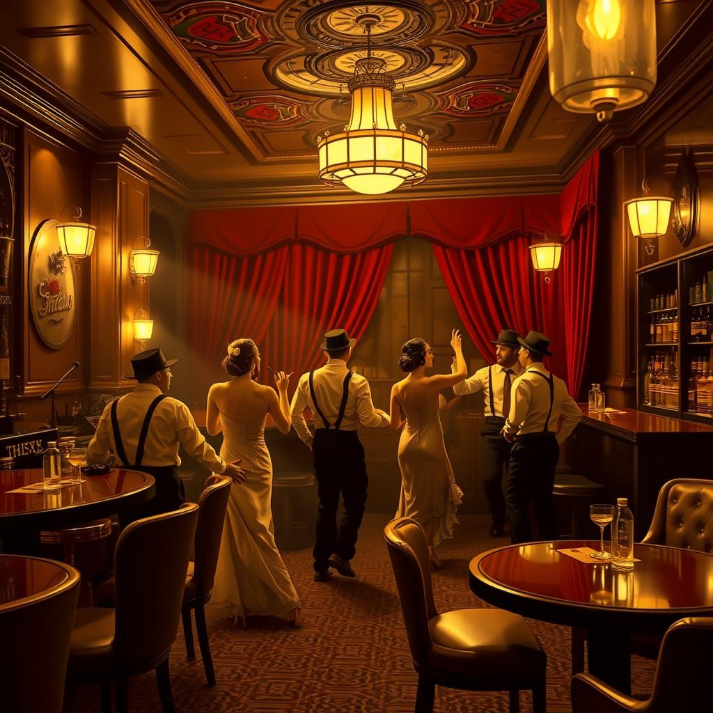 1920s Speakeasy Scene in Cinematic Noir Style