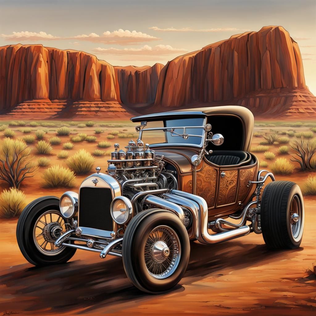 Supercharged Steampunk Hot Rod at Ayers Rock