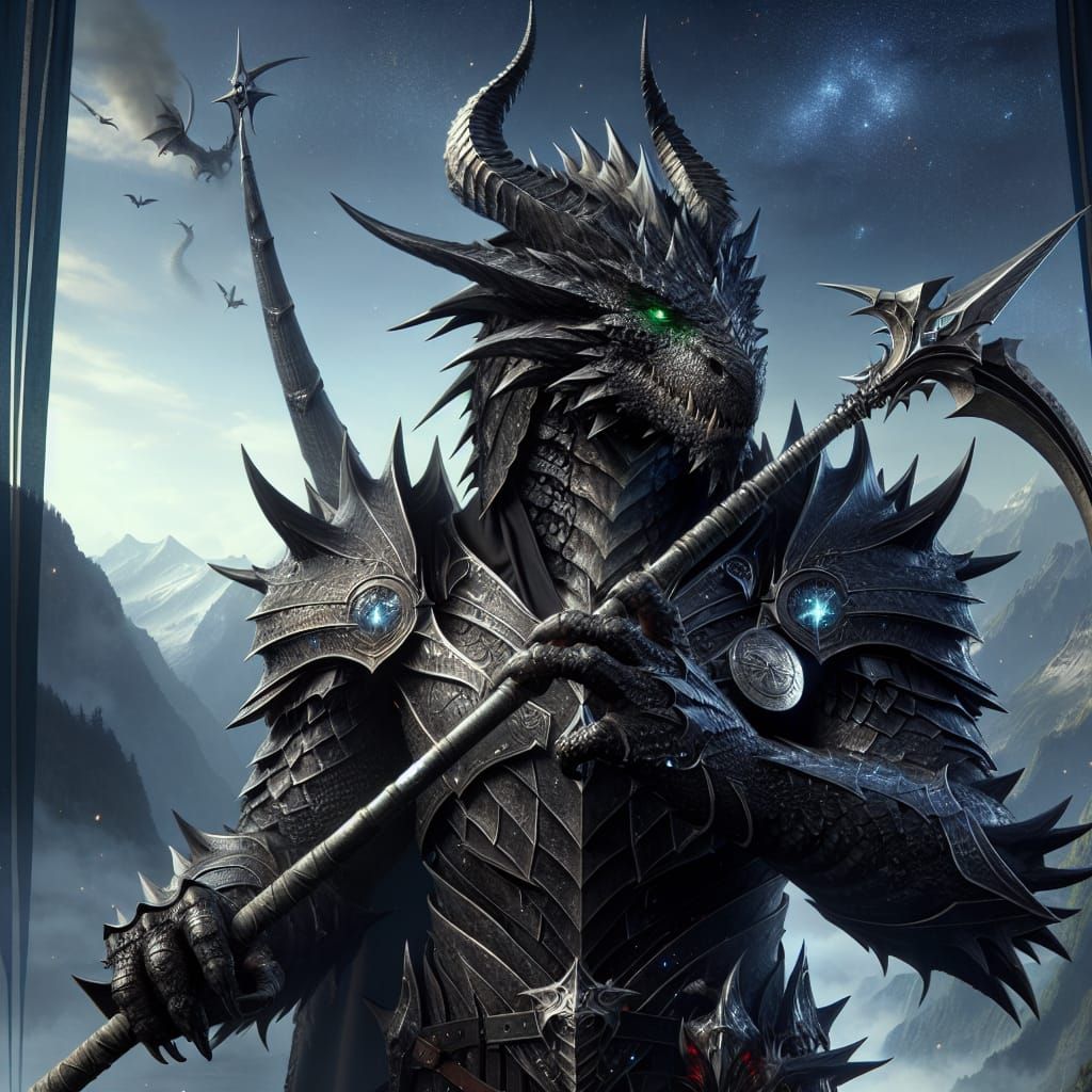 Dragonborn Warrior with Spear and Dagger
