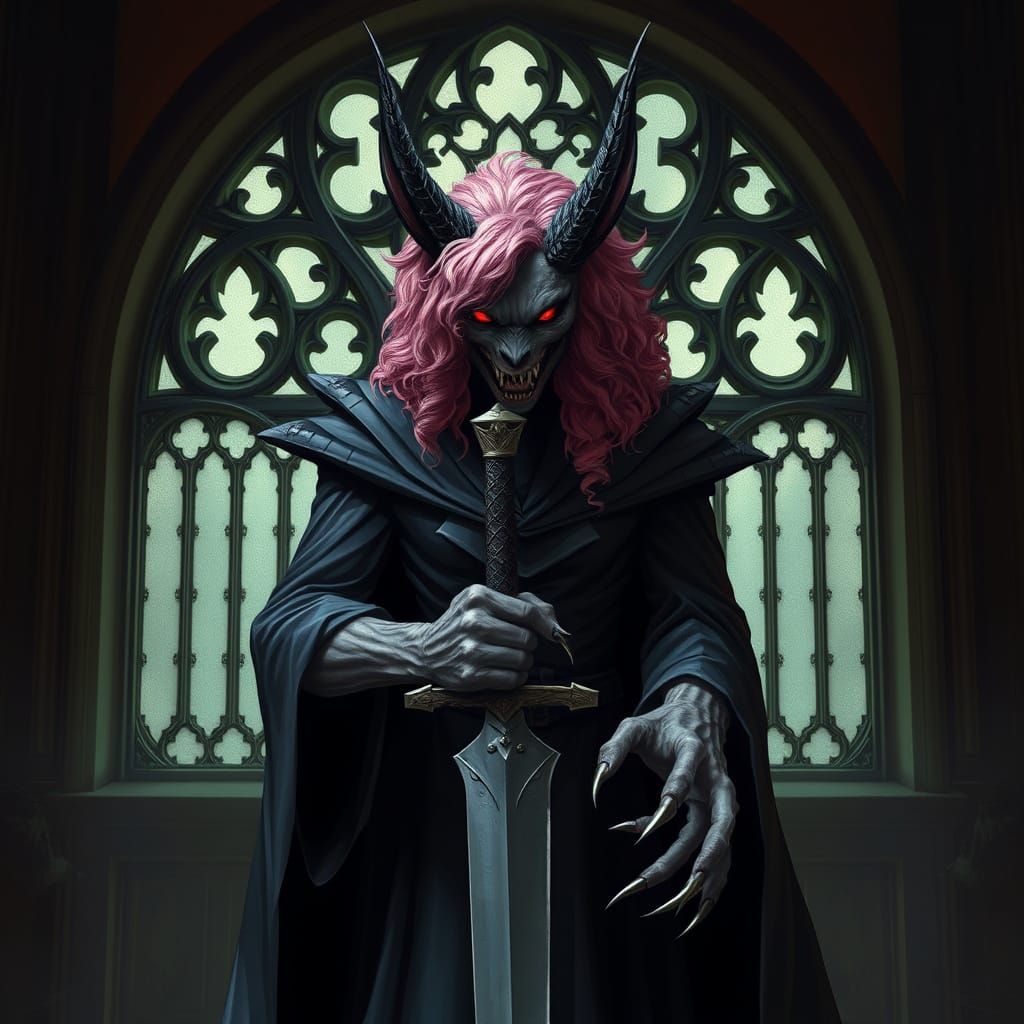 Wolf-Headed Figure in Gothic Setting