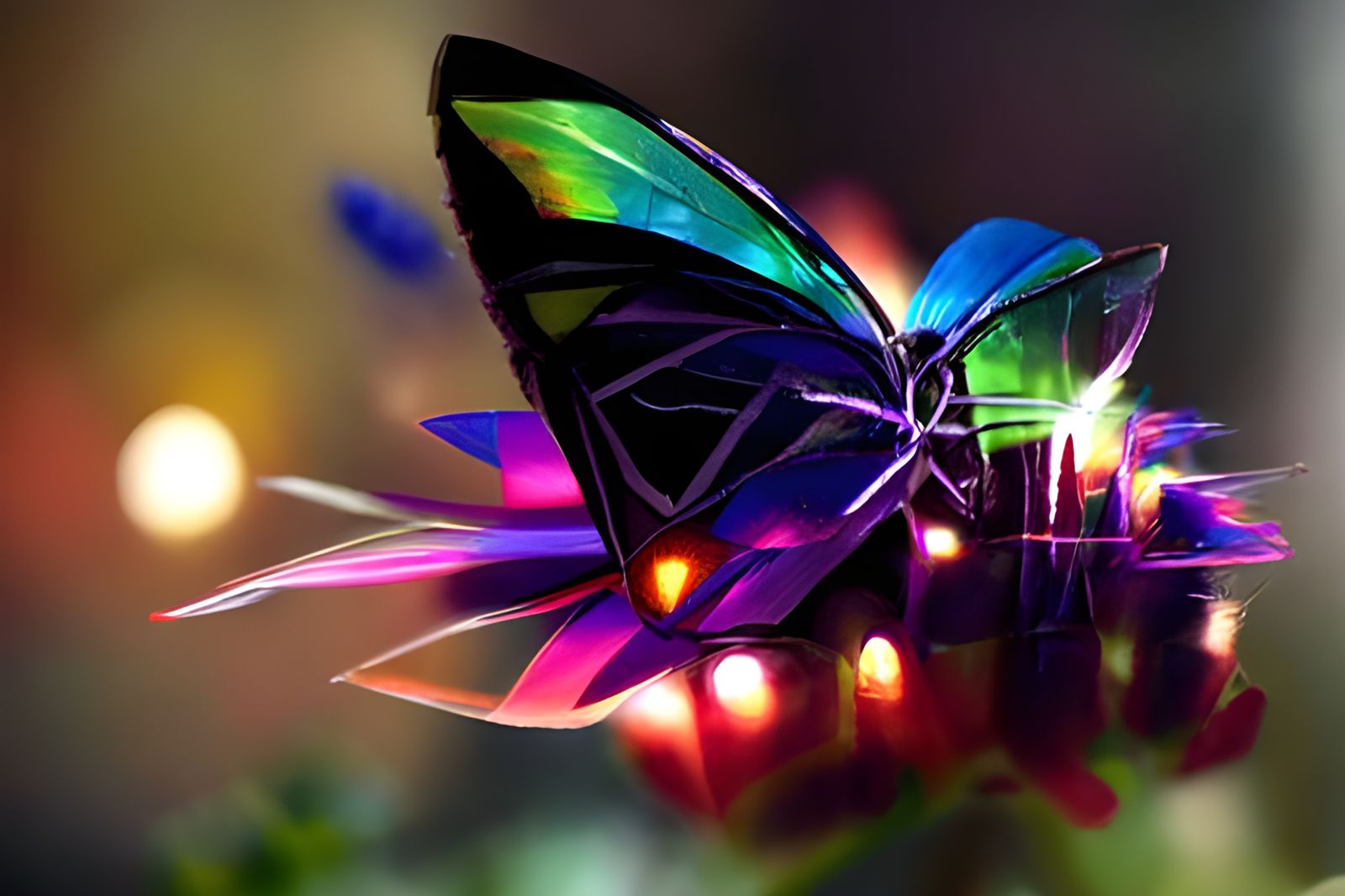 Futuristic Butterfly in Dystopian Geometric Art