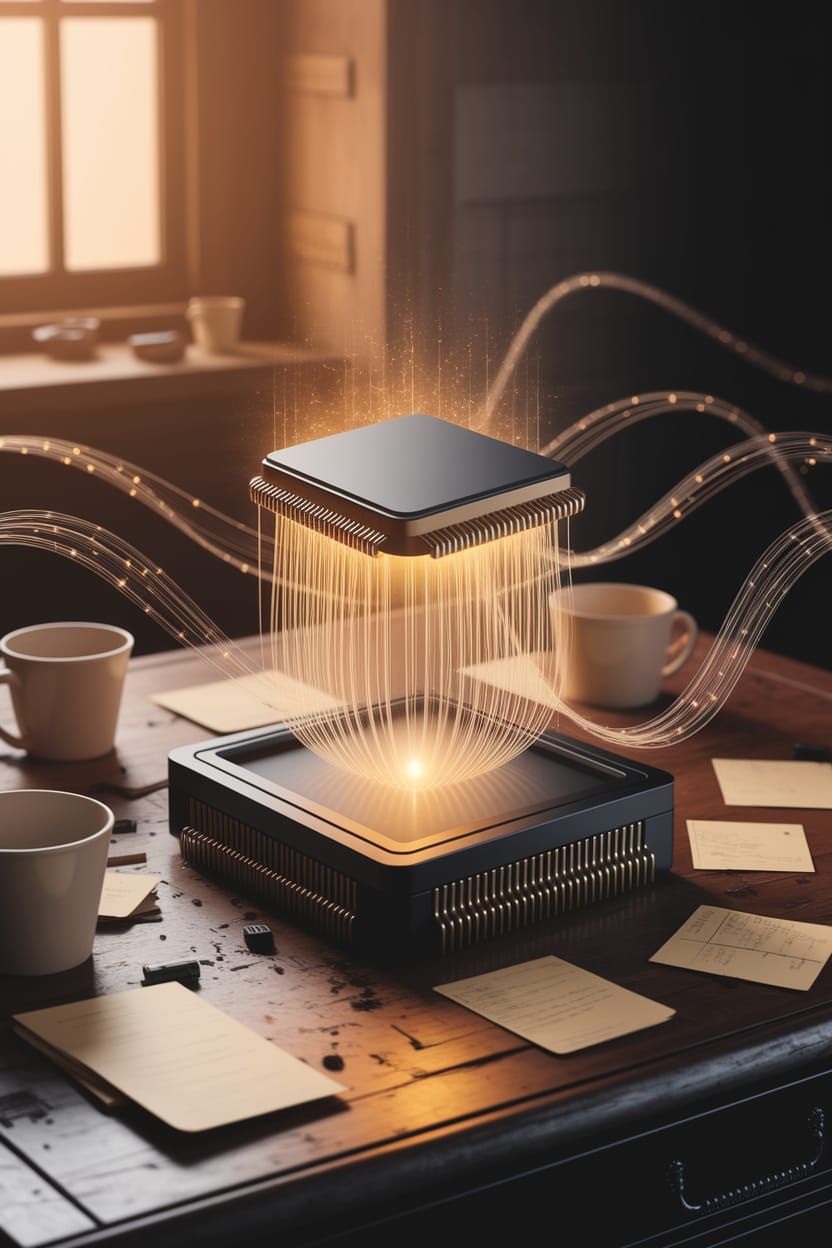 Glowing Computer Chip Symbolizing Automation