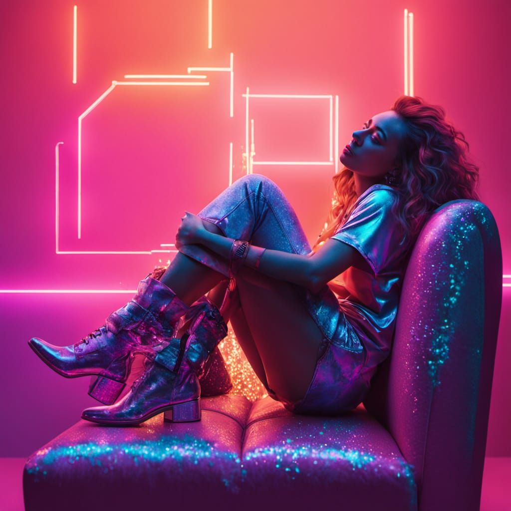 Abstract Woman Portrait with Glittering Tears