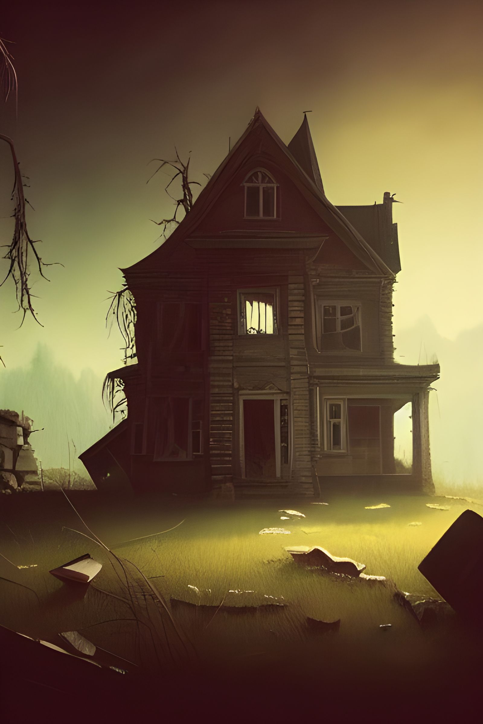 Haunted House Landscape in Photorealistic Style