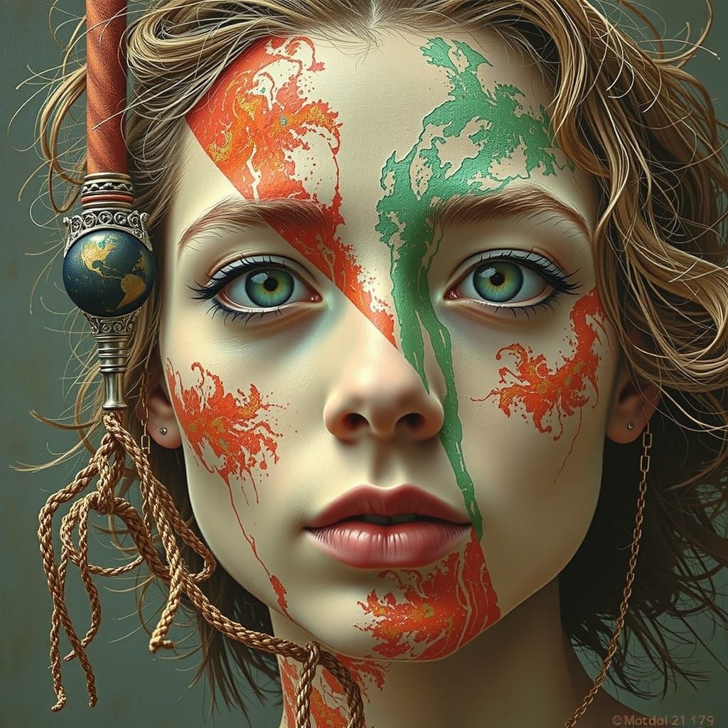 Psychedelic Dodecahedron in Abstract Expressionist Style