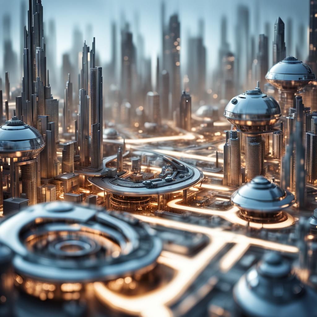 Futuristic City Built from Engine Parts