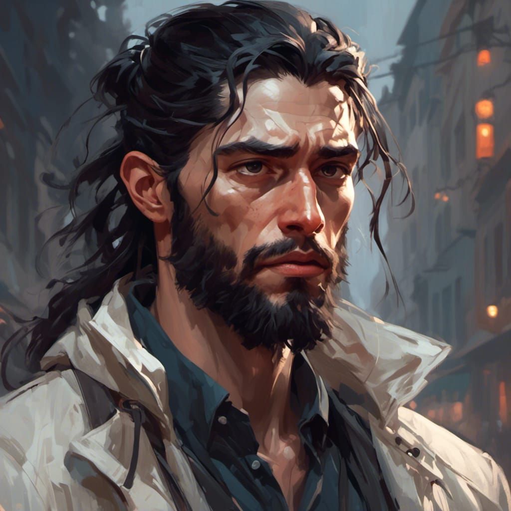 Lost Young Man Portrait in Hyperdetailed Style