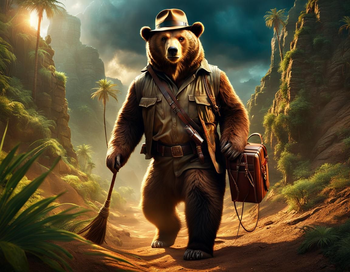 Bear as Indiana Jones: Epic Cinematic Art