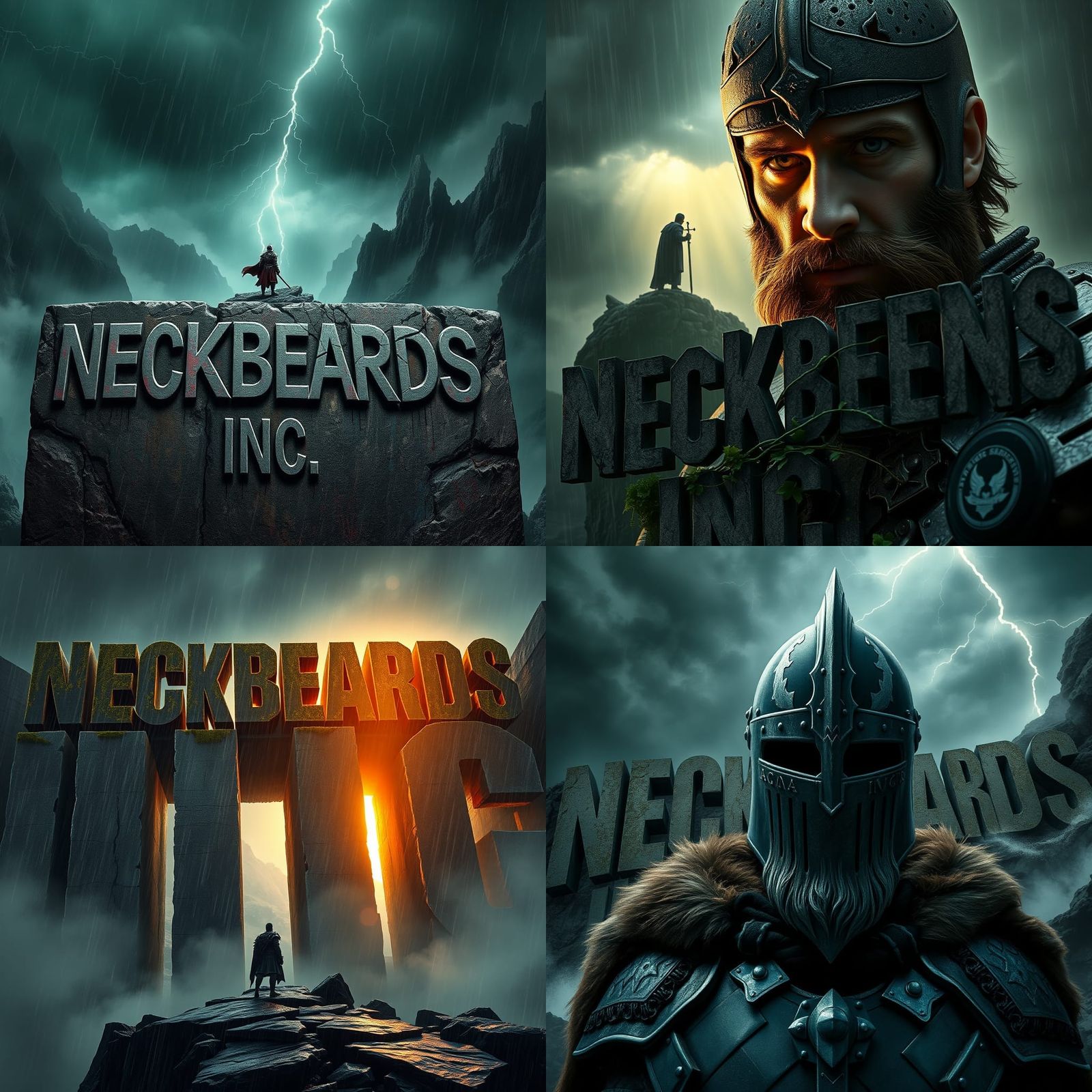 Stone Letters Portrait with Knight Silhouette in Graffiti Ar...