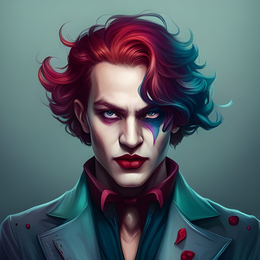 Joker Clown Makeup Portrait in Art Nouveau Style