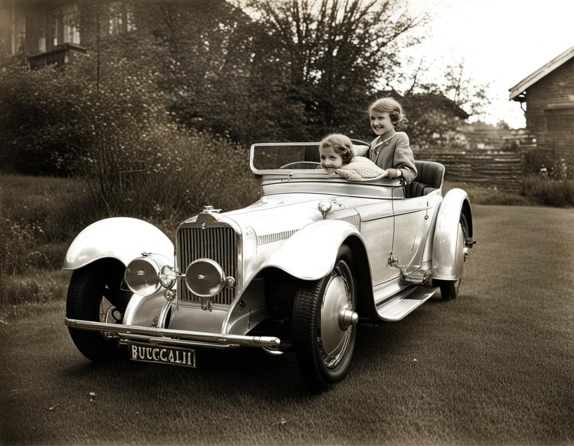 1932 Bucciali Pedal Car: Happy Child, Antique Photo