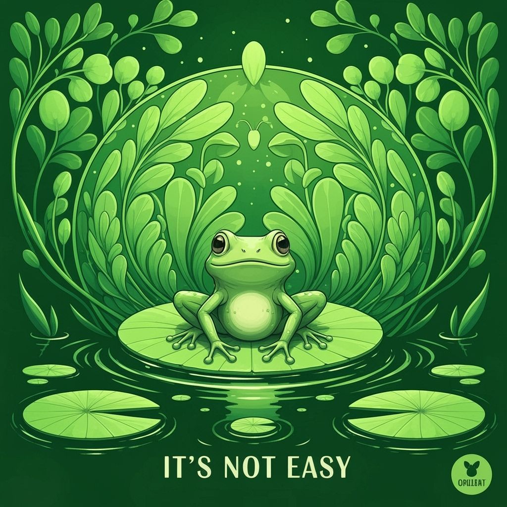 Adorable Green Frog Album Cover in Art Nouveau Style