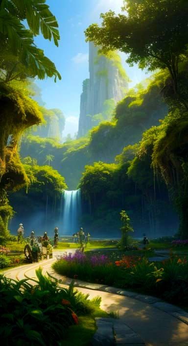 Vibrant Community Hubs in Futuristic Nature-Inspired Spaces