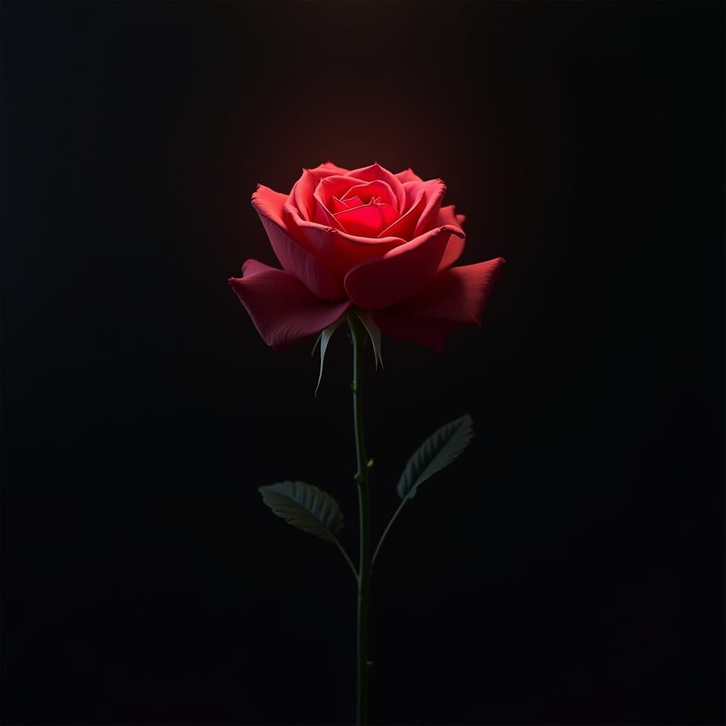Velvety Red Rose Against Dark Background