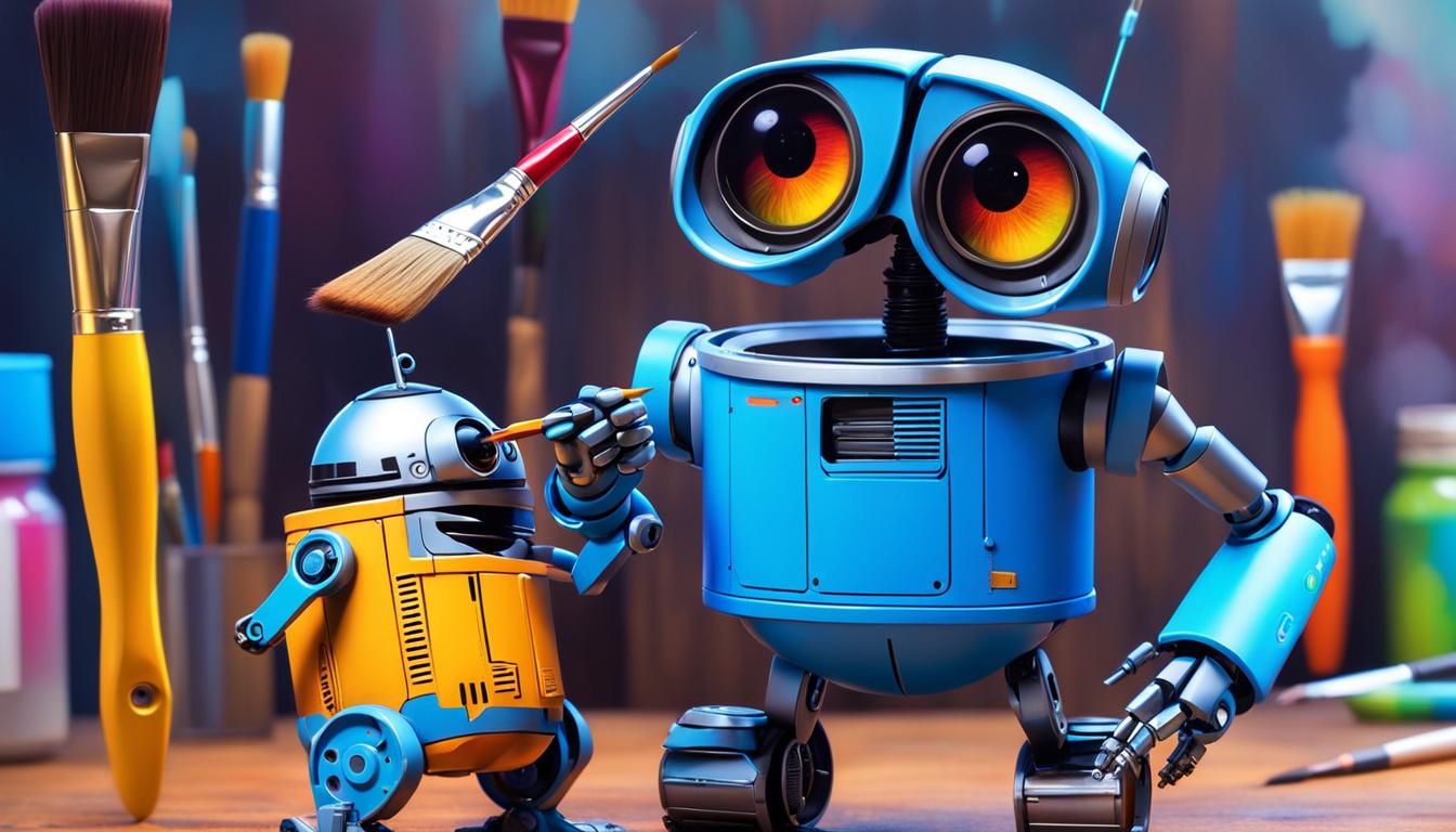 Funny One-Eyed Robot Airbrush Painting in UHD 8k