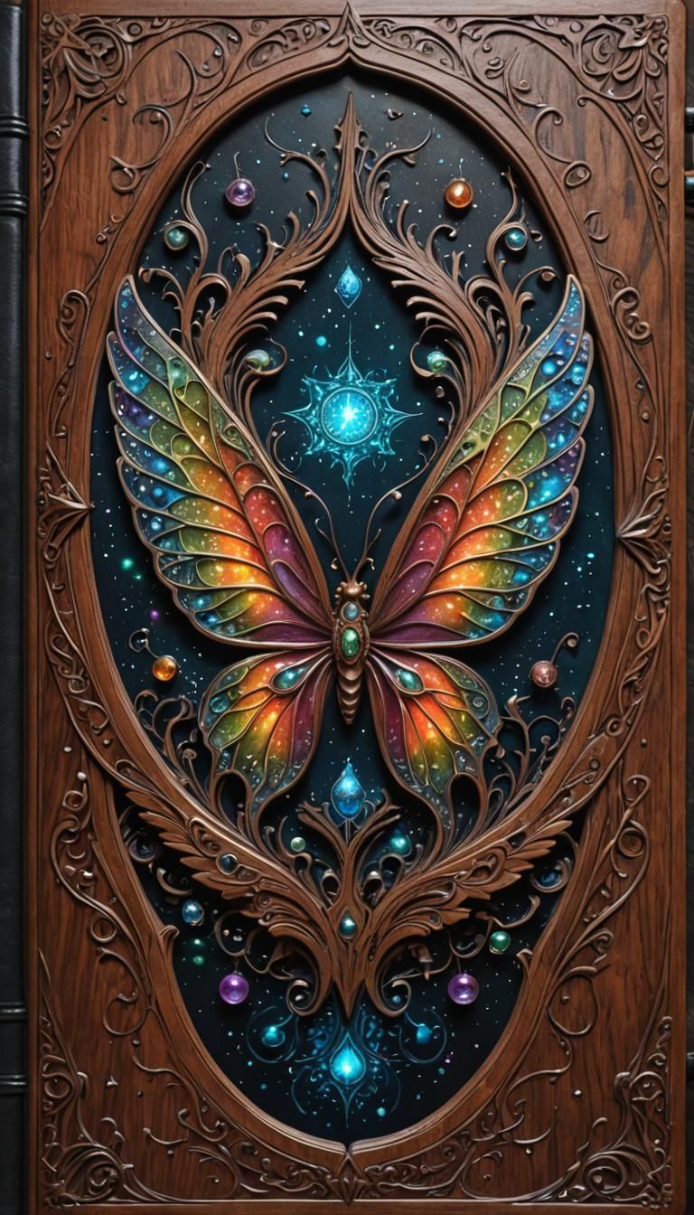 Magical Book with Fairies and Bioluminescent Patterns