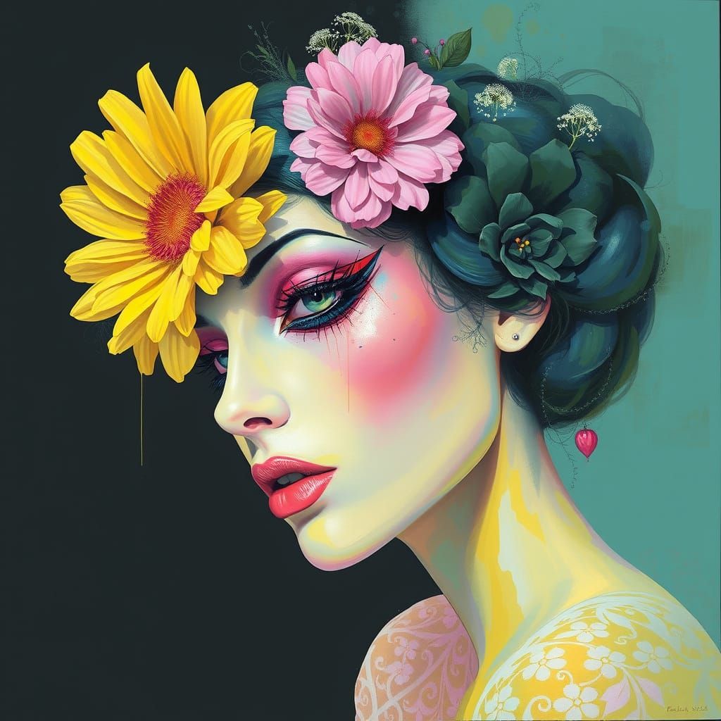 Dadaism Image with Airbrush Effect in Pastel Colors