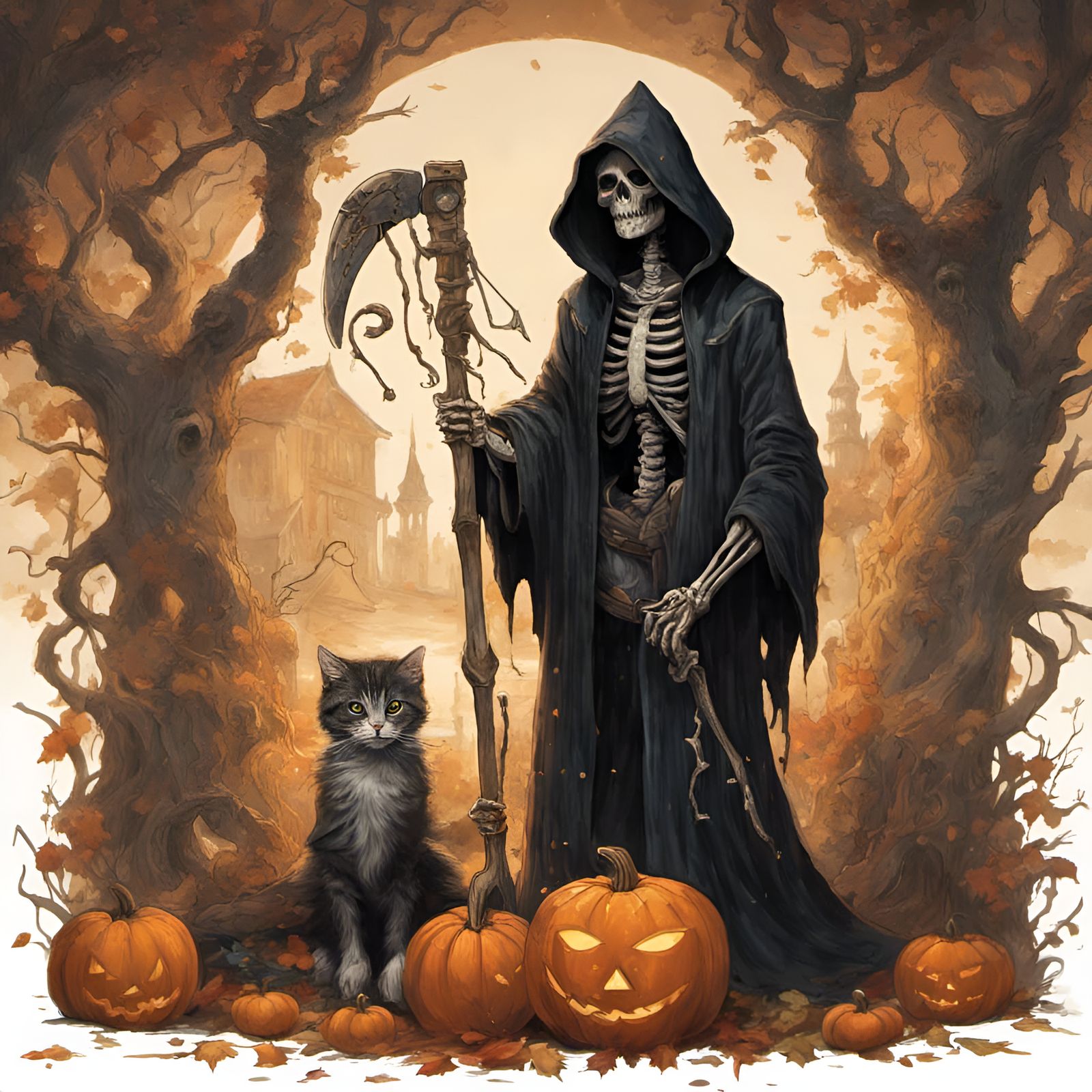 Death and Kitten at Halloween