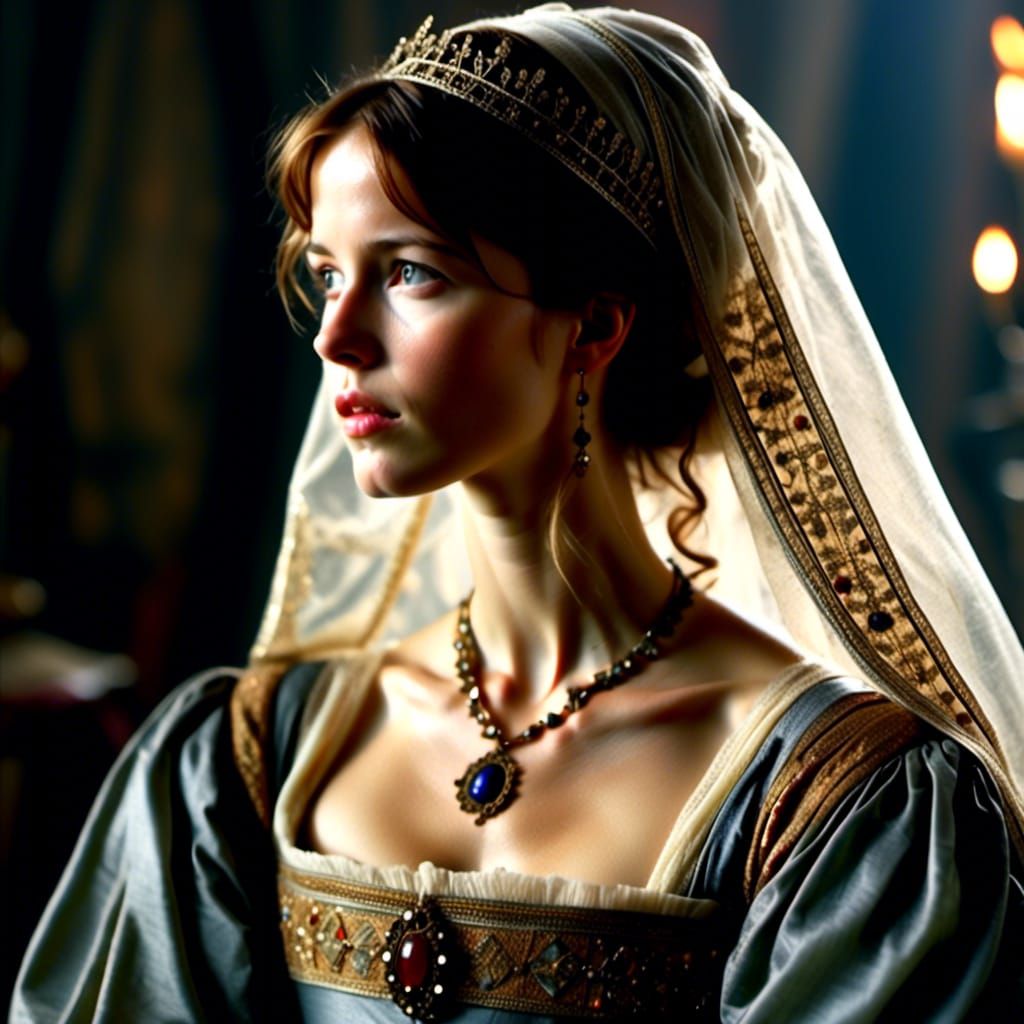 Medieval Princess Portrait in the Style of Oil Painting