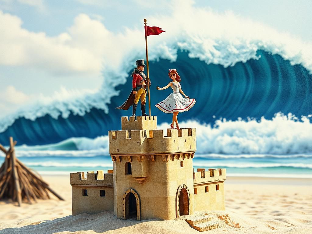 Toy Soldier and Dancer Face Tsunami: Watercolor Art