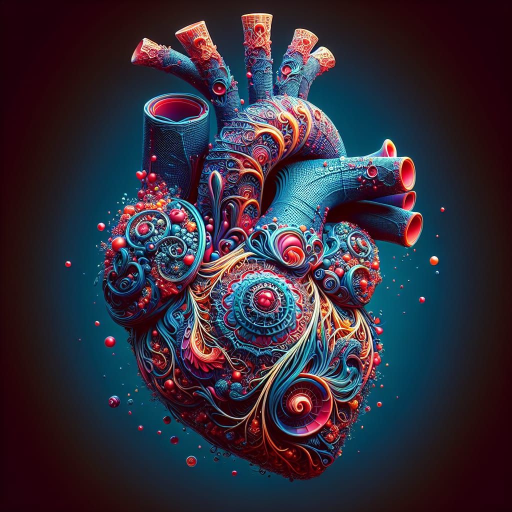 Intricate 3D Heart: Detailed Matte Painting