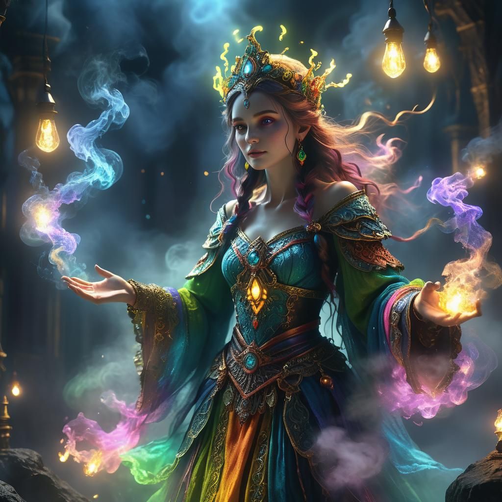 Enchanting Witch in a Dreamlike Fantasy