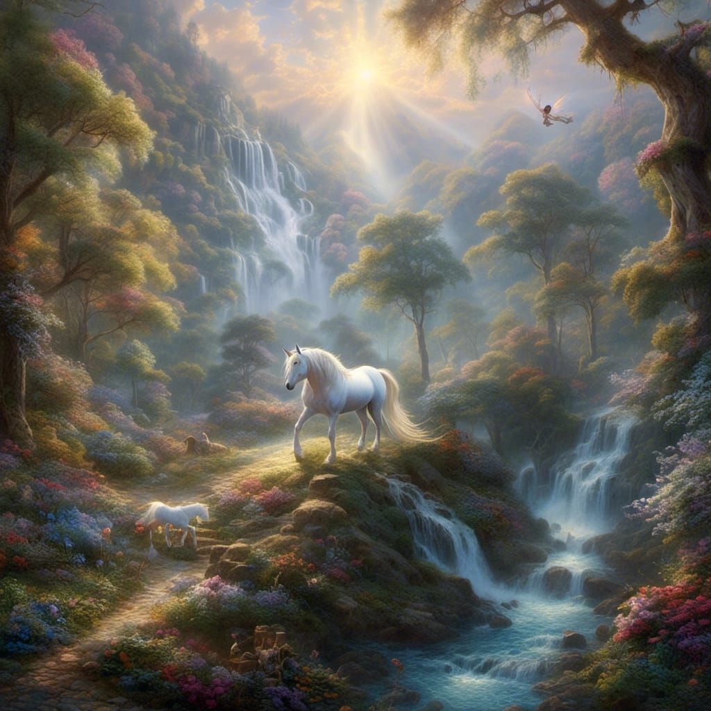 Enchanted Forest: Pegasus, Unicorn, and Fairies