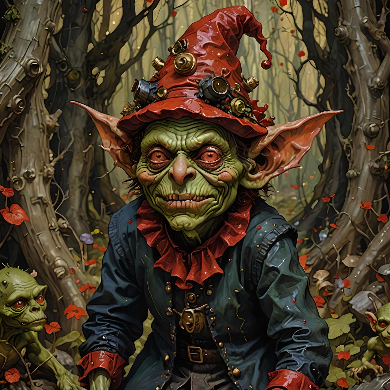 Redcap Goblin in Gustav Klimt Style, 8K