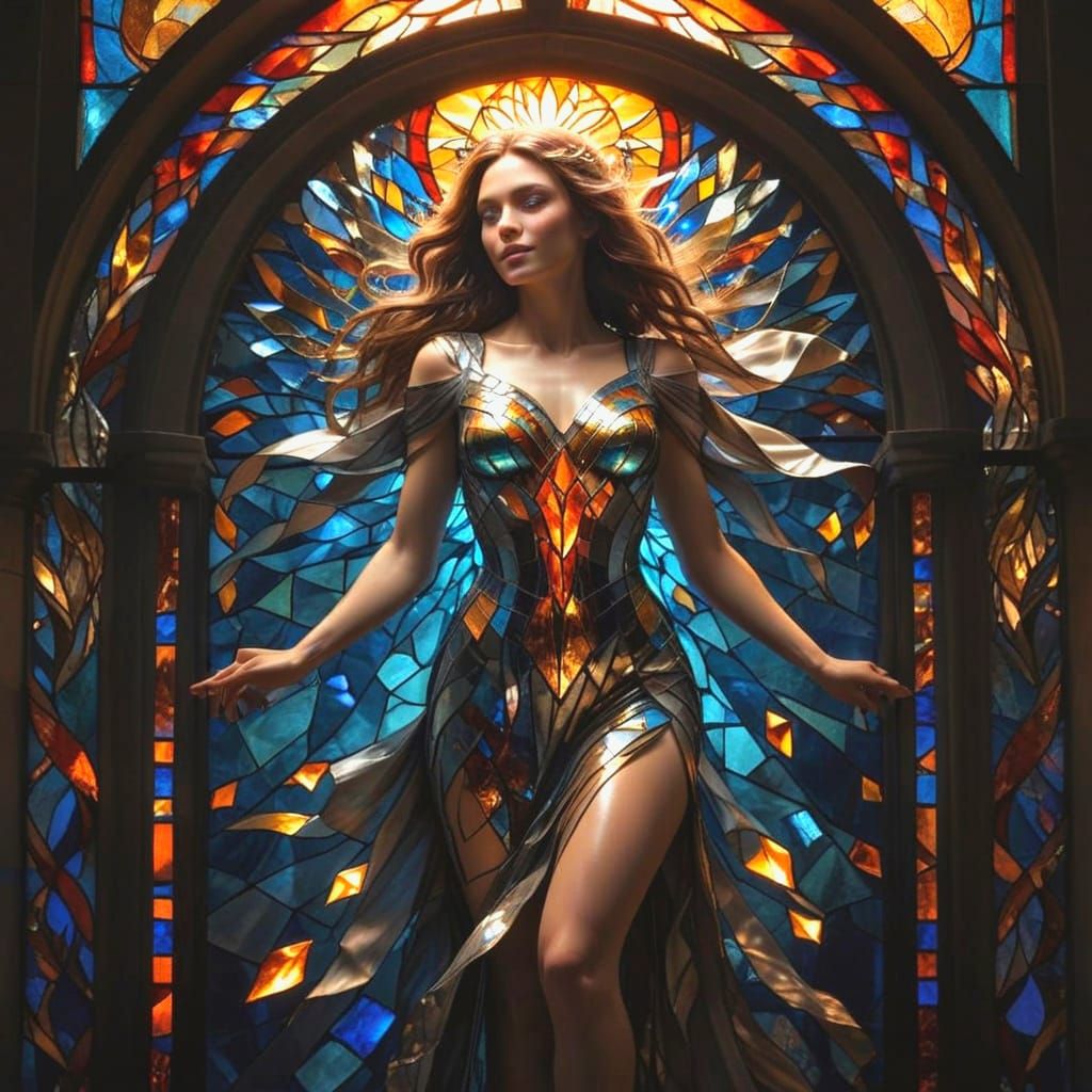 Emerging Angel of Stained Glass Beauty