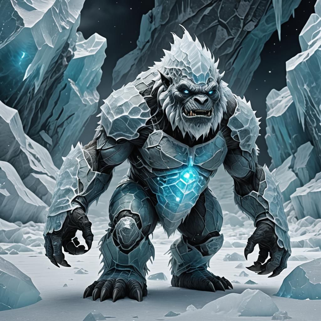 Bioluminescent Ice Troll on Glacier Planet