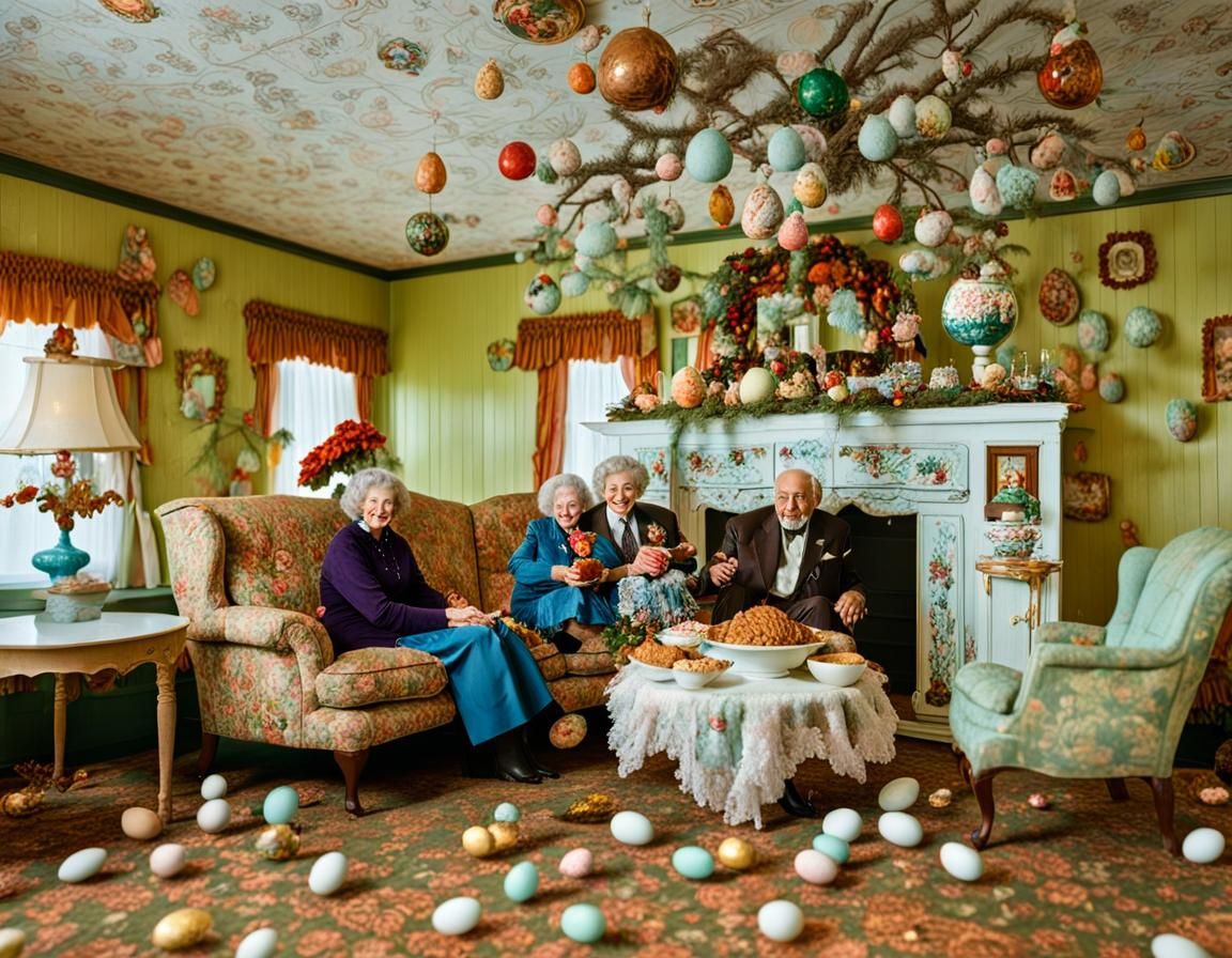 Retro Thanksgiving Scene in a Time Capsule McMansion