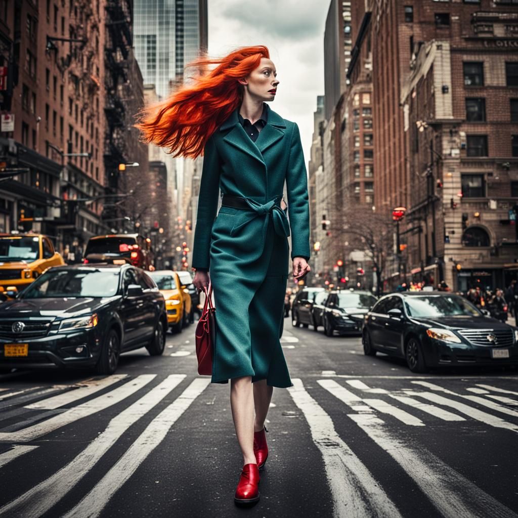 Surreal Redhead in Downtown Manhattan