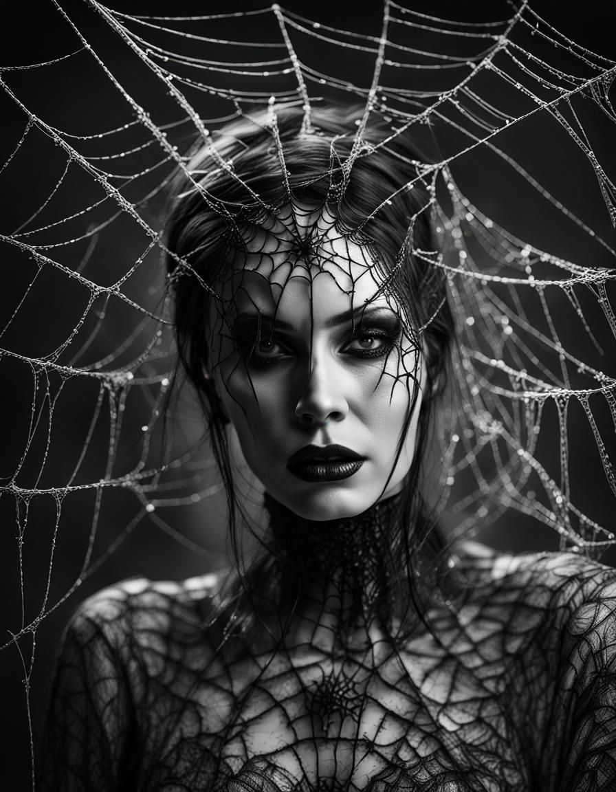 Spider Queen Portrait in Black and White