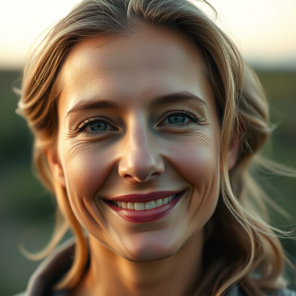 Serene Woman with Gentle Smile in Soft Focus