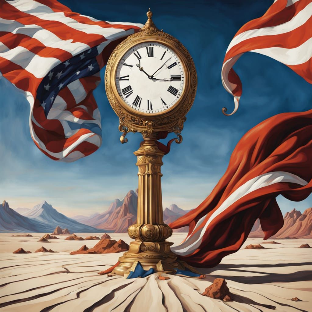 Surreal American Landscape with Melting Clocks as Dreamscape