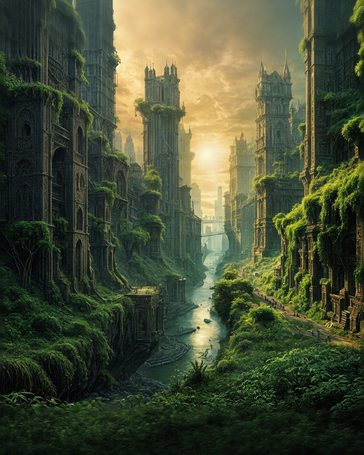 Overgrown Dystopian City of the Future