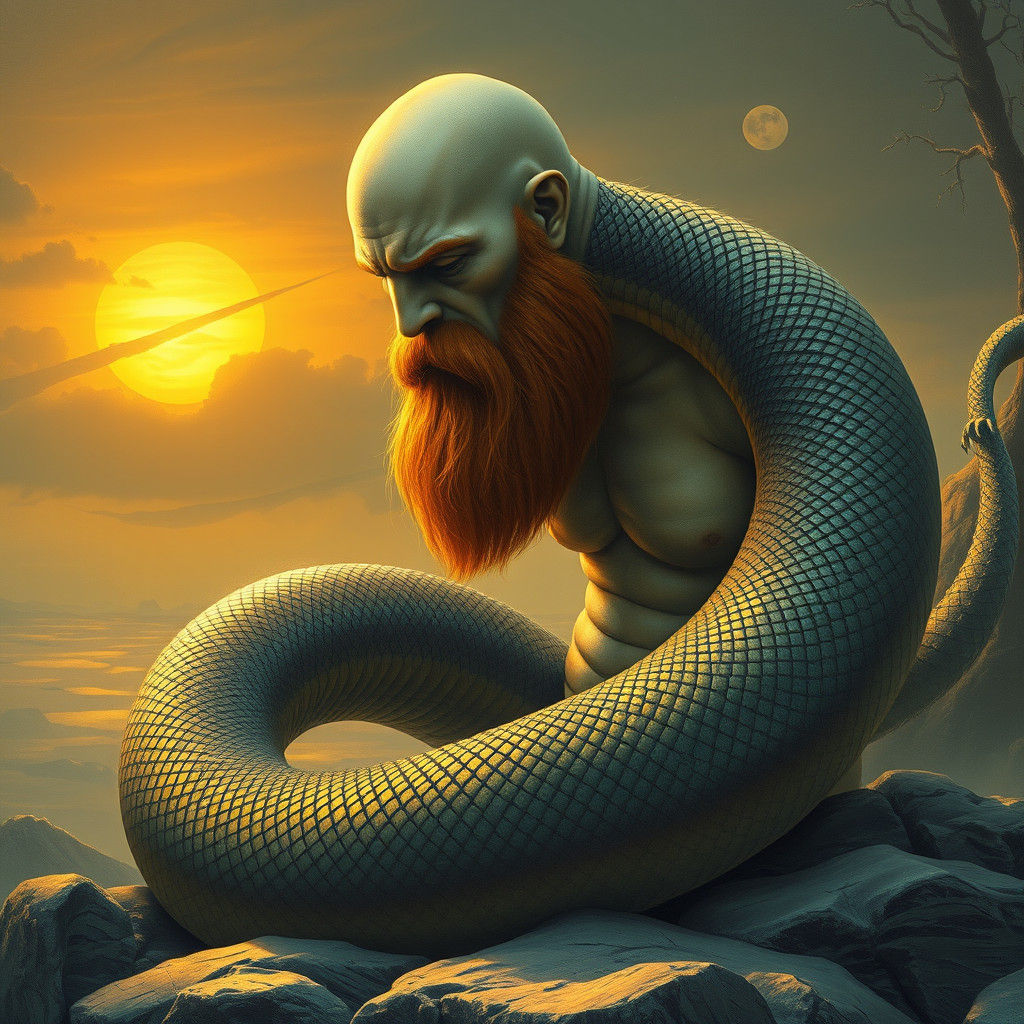 Serpent Man in Surrealist Style