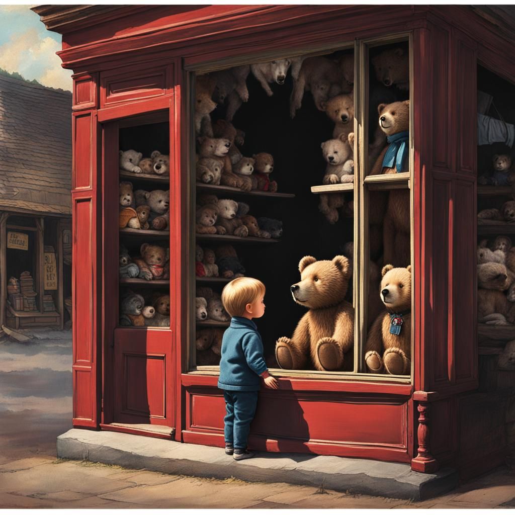 Terrifying Teddy Bear in Antique Shop Window