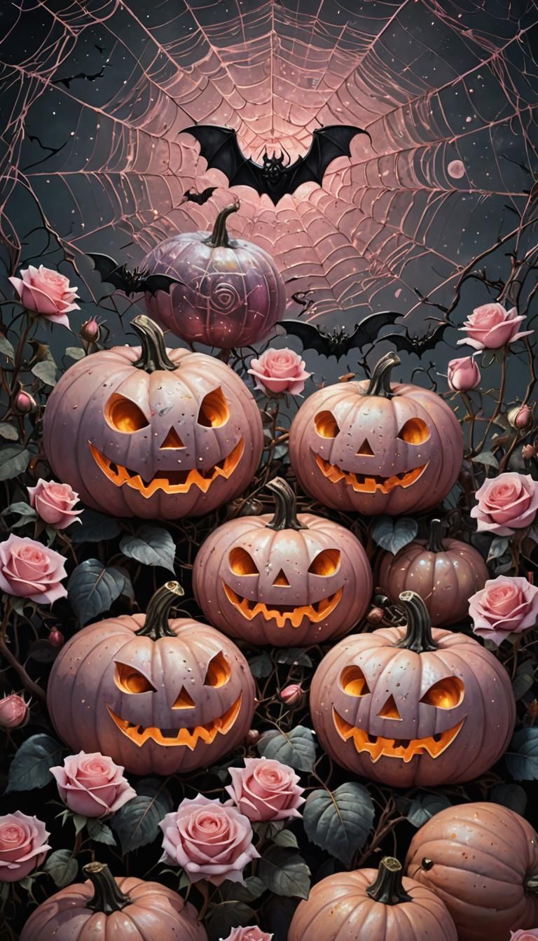 Cosmic Halloween: Pumpkins, Roses, Bats and Spiderwebs
