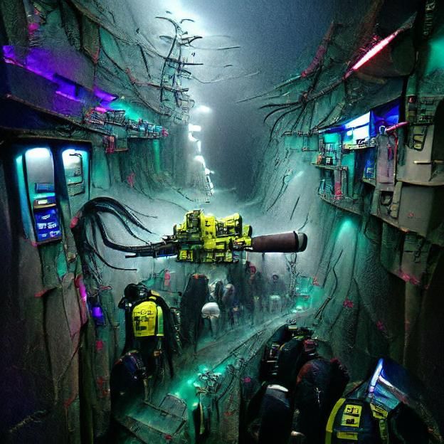 Cyberpunk Deep Sea Trench in Neon Light