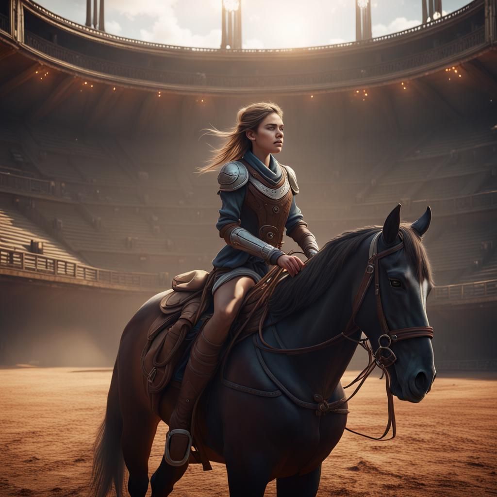 Bareback Horse Riding in Empty Arena