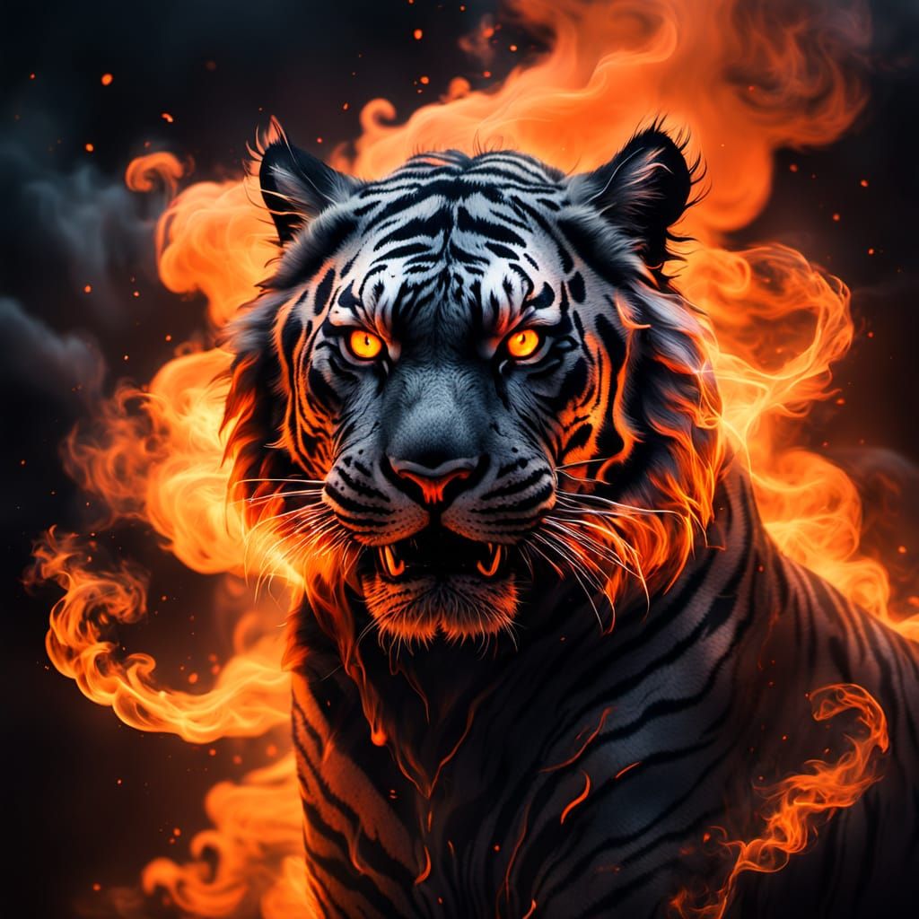 Ethereal Ghost Tiger in Dark Horror Concept Art