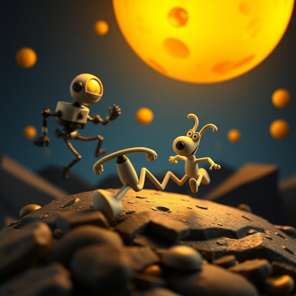 Wallace and Gromit in a Daring Cheese Moon Chase