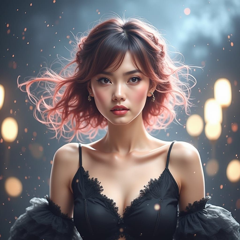 Elegant Woman in Lavish Setting: High-Fashion Surrealism