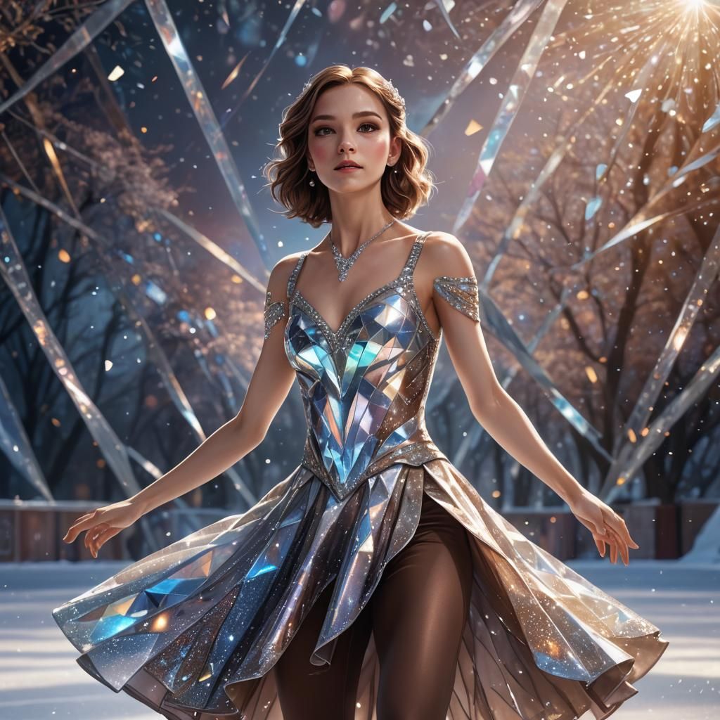 Figure Skater in Holographic Dress: Digital Art