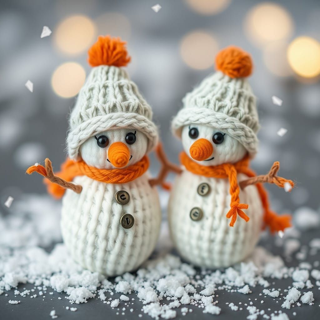 Cute Amigurumi Snowmen in Fluffy Winter Wonderland